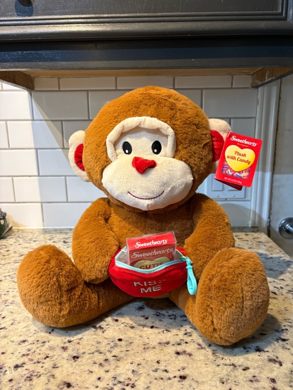 Animal Adventure Buddy Bestie Valentine Monkey Plush with Sweetheart Candy, 13"